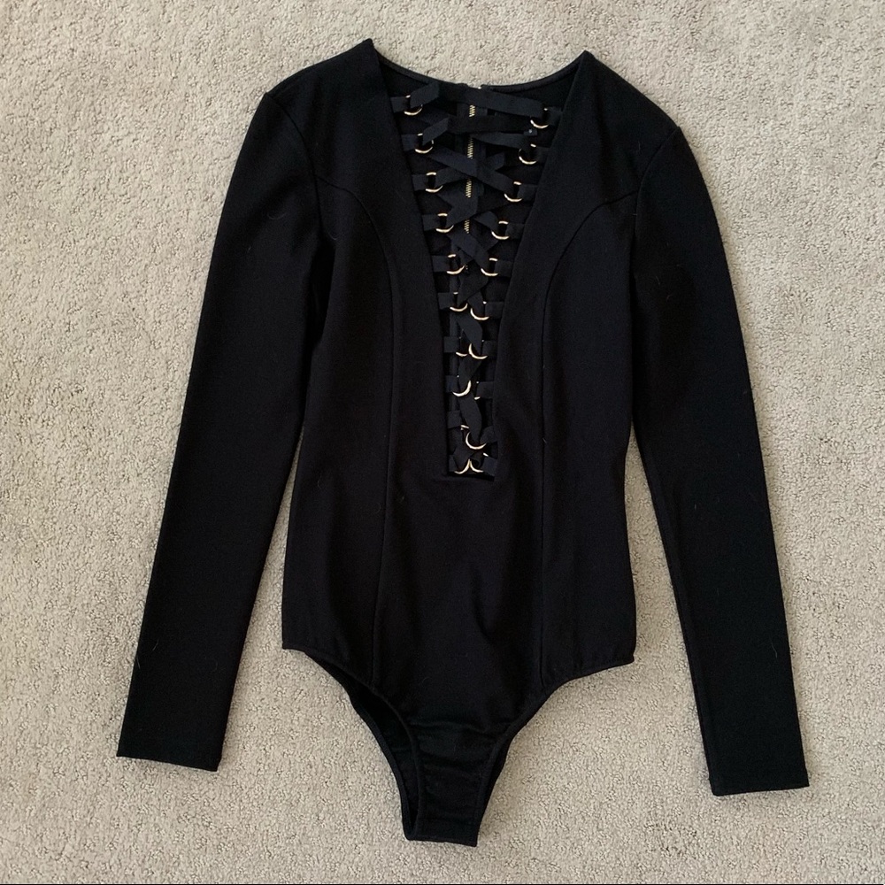 Black Lace Up Bodysuit